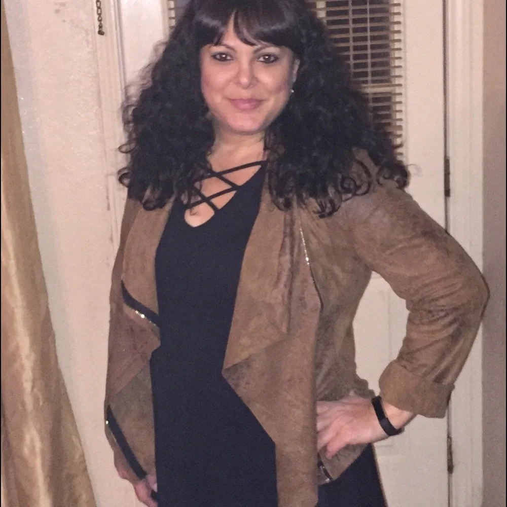 Live a Little Faux Suede Moto Distressed Jacket - Picture 1 of 9